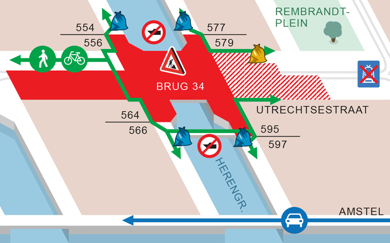 Werkzaamheden Utrechtsestraat, interactieve html5 kaart